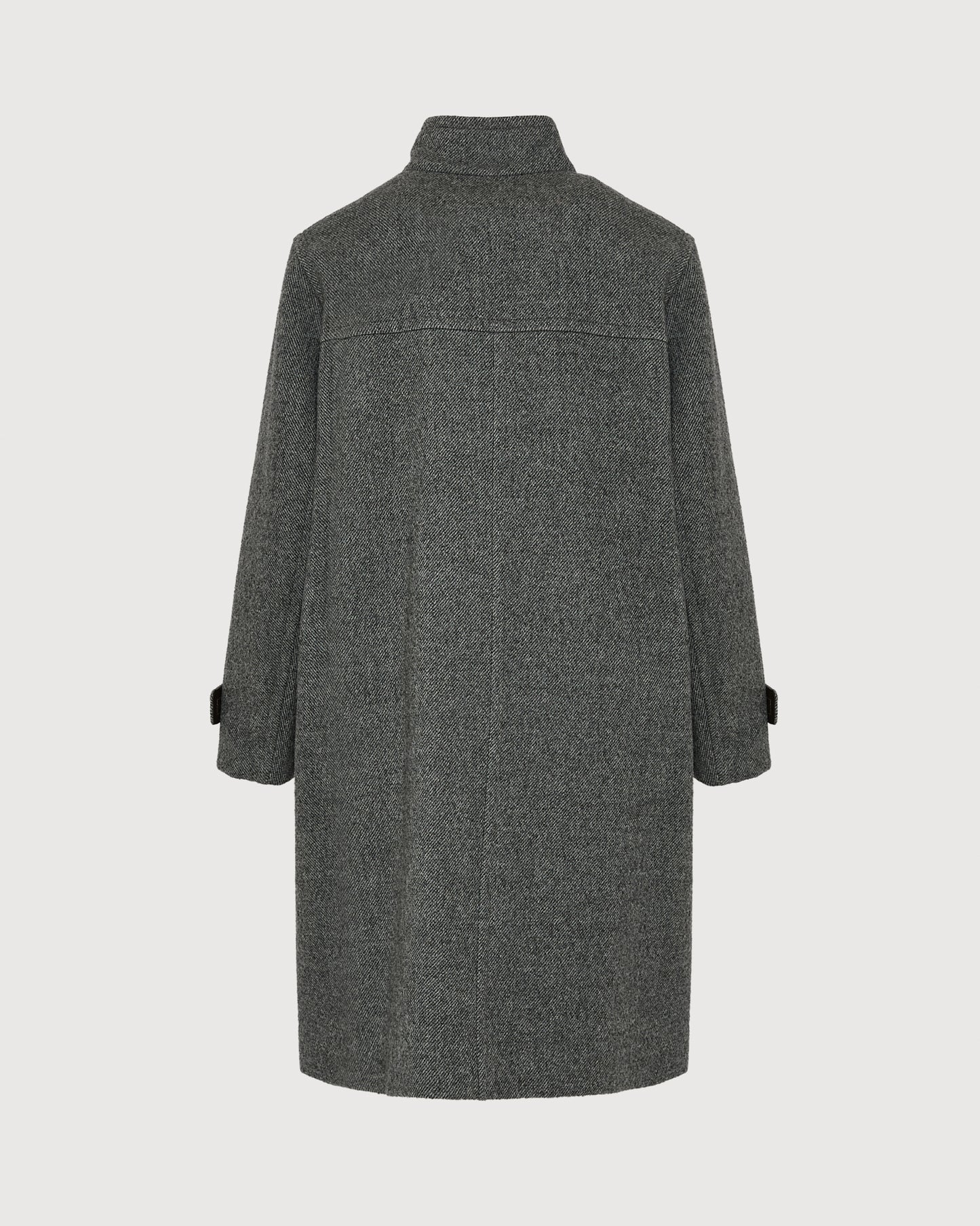 Long coat in wool with leather details