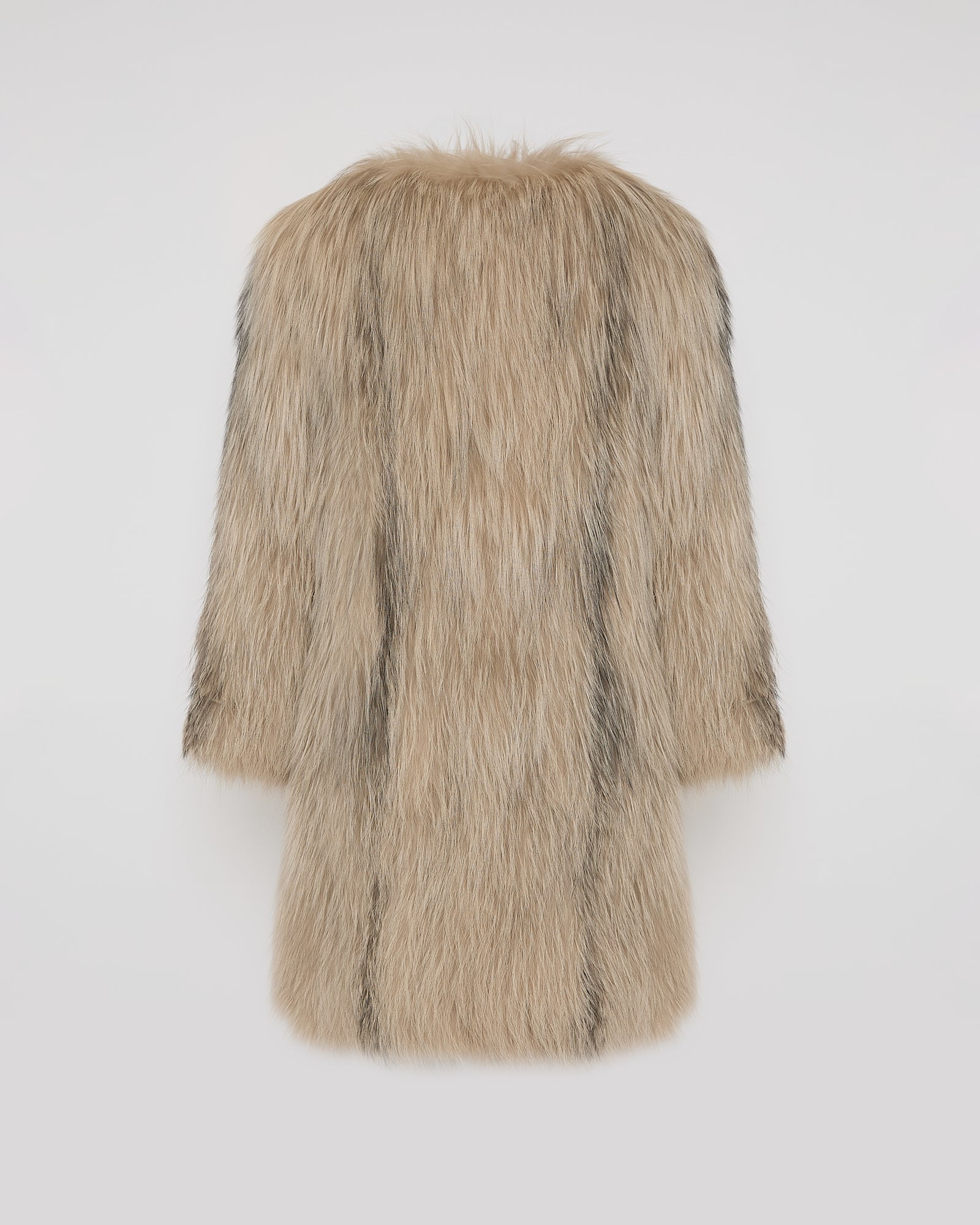 Winter sale -Long jacket in knitted fox fur-beige – Yves Salomon