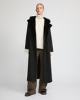 Long double face cashmere wool coat with Mink fur 