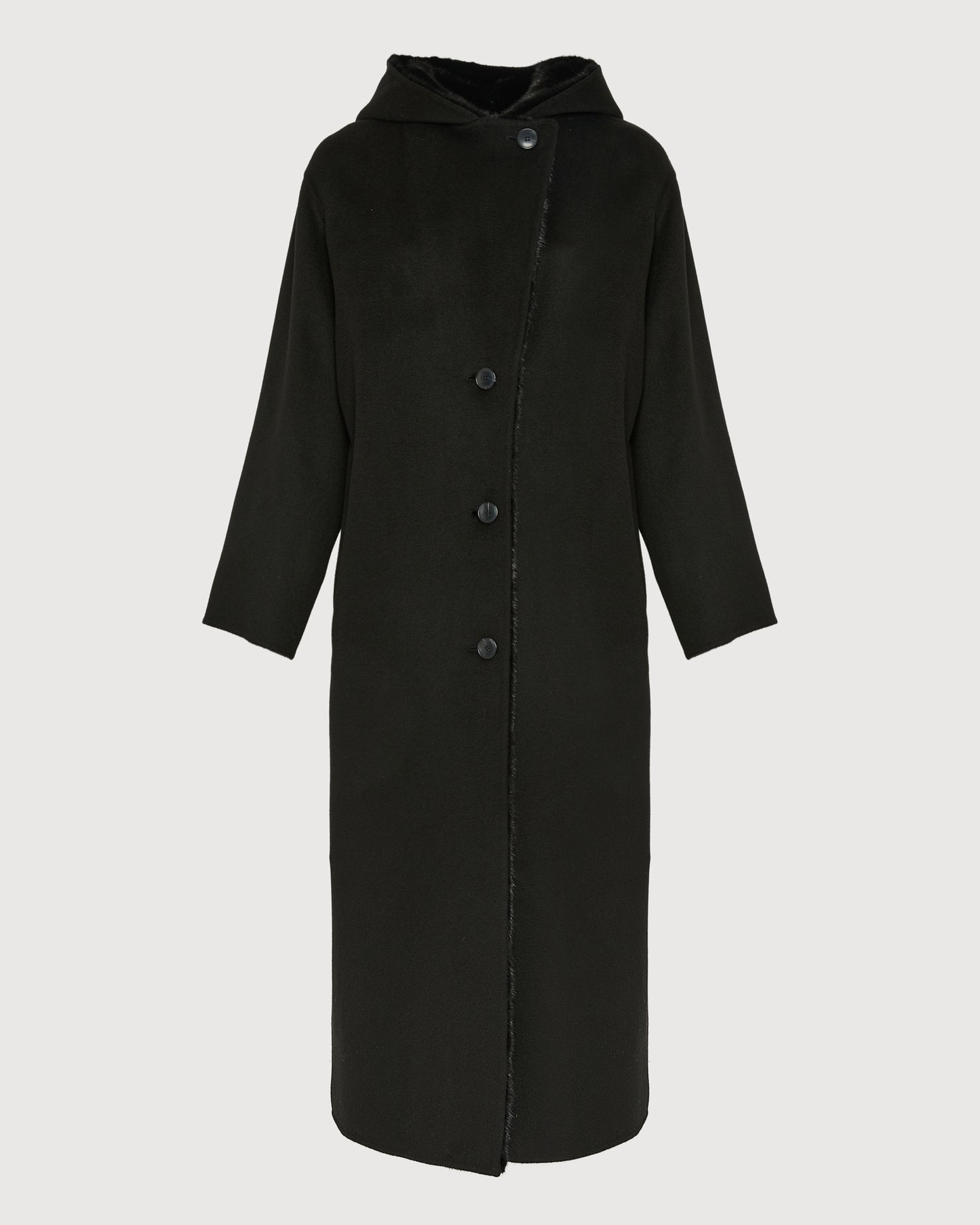 Long double face cashmere wool coat with Mink fur 