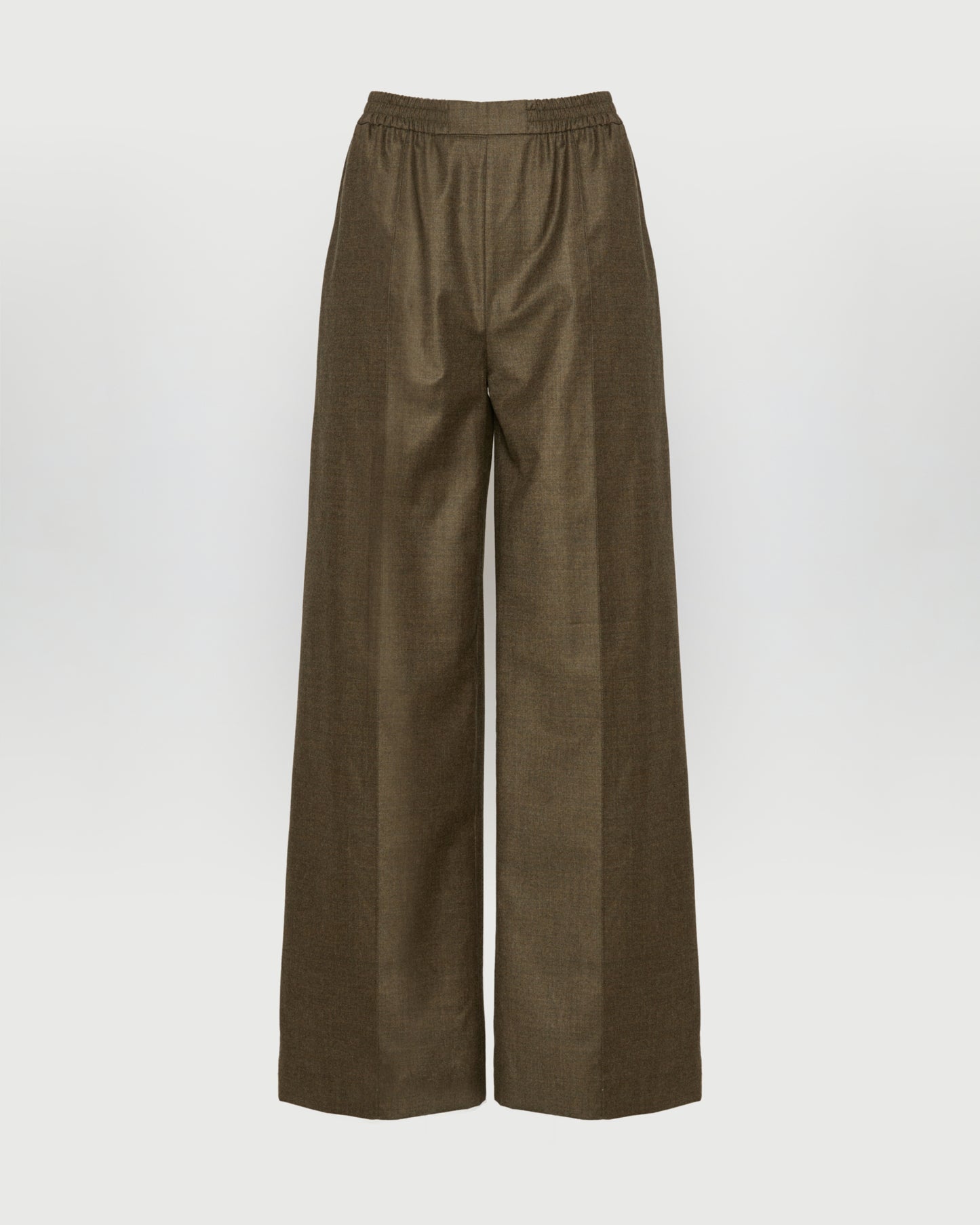Loose fit trousers with elasticated waistband in flannel fabric