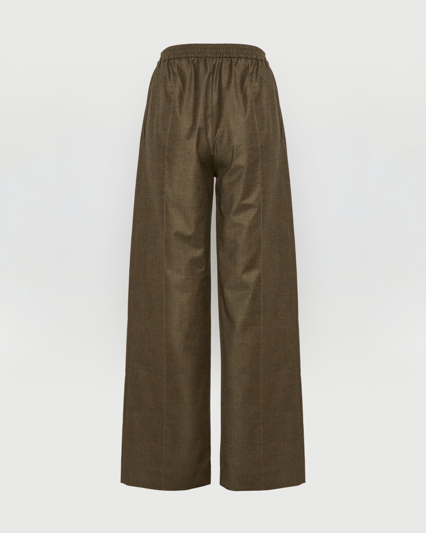 Loose fit trousers with elasticated waistband in flannel fabric