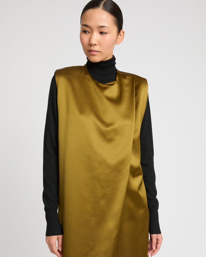 Heavy wool satin maxi dress
