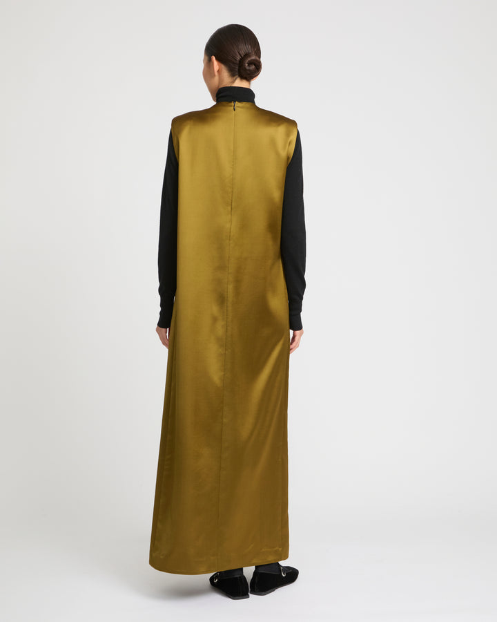 Heavy wool satin maxi dress