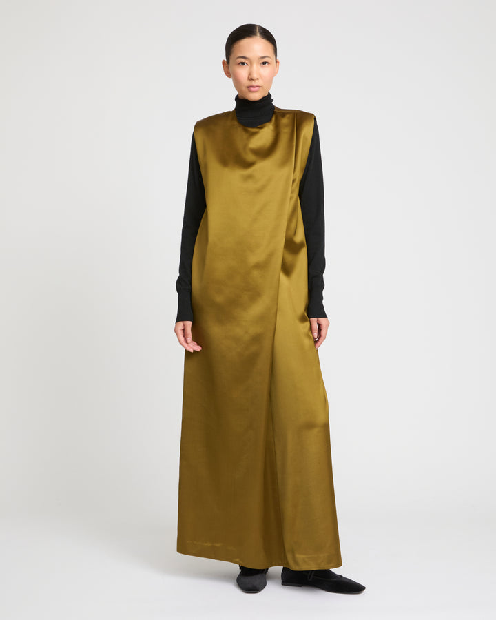 Heavy wool satin maxi dress