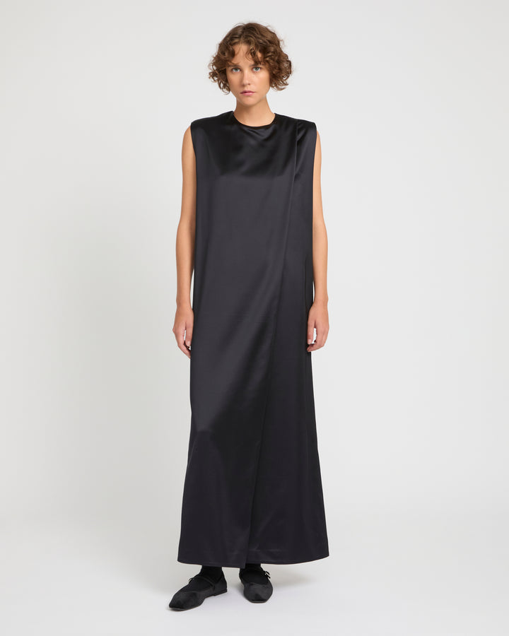 Heavy wool satin maxi dress