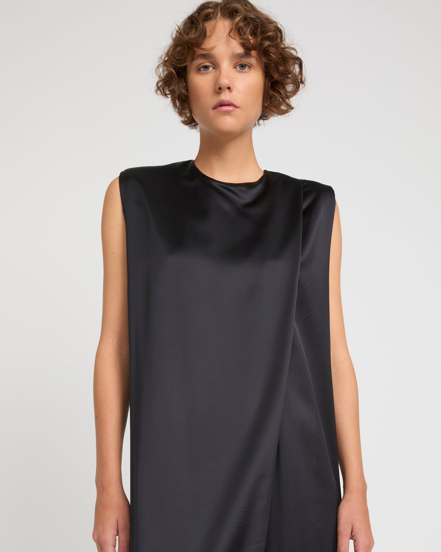 Heavy wool satin maxi dress