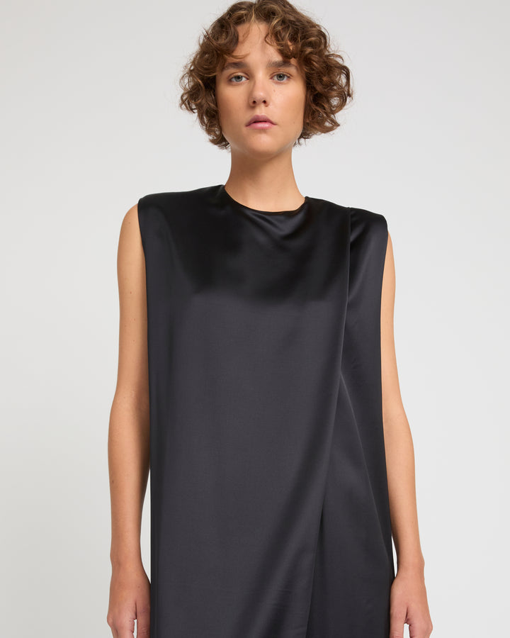 Heavy wool satin maxi dress