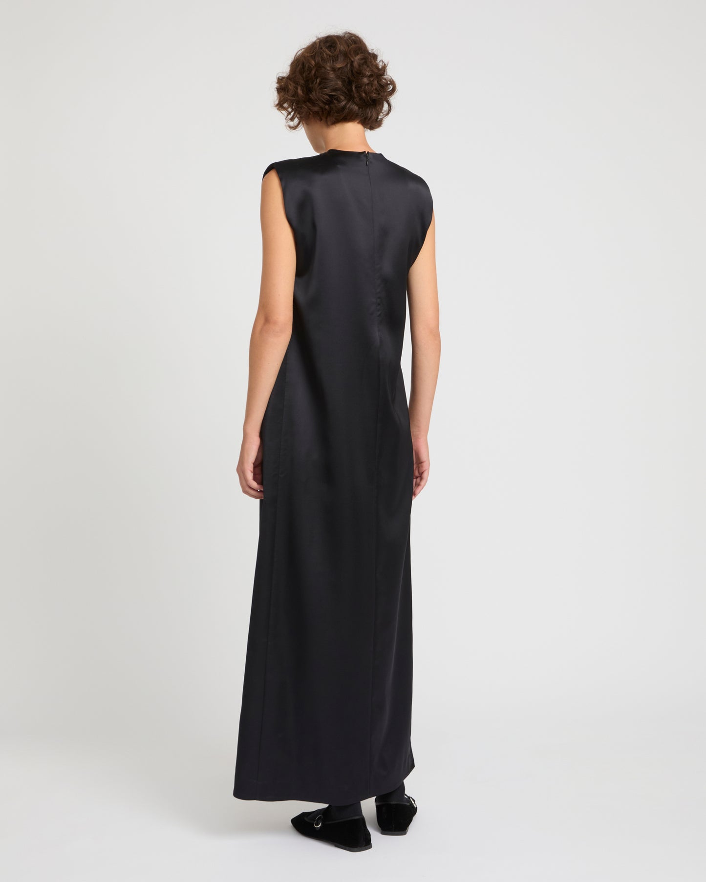 Heavy wool satin maxi dress