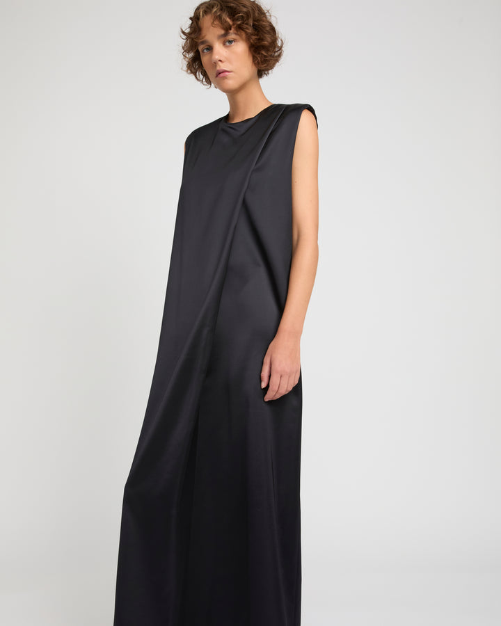 Heavy wool satin maxi dress