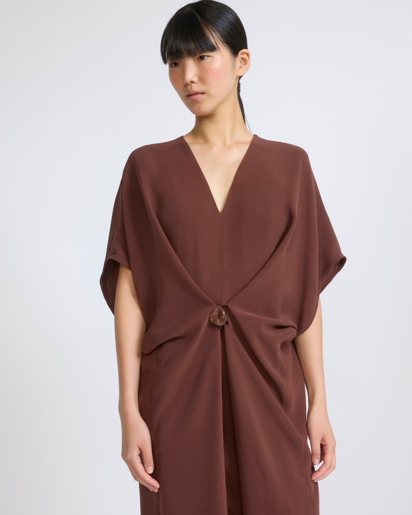 Robe drapée en crêpe de soie