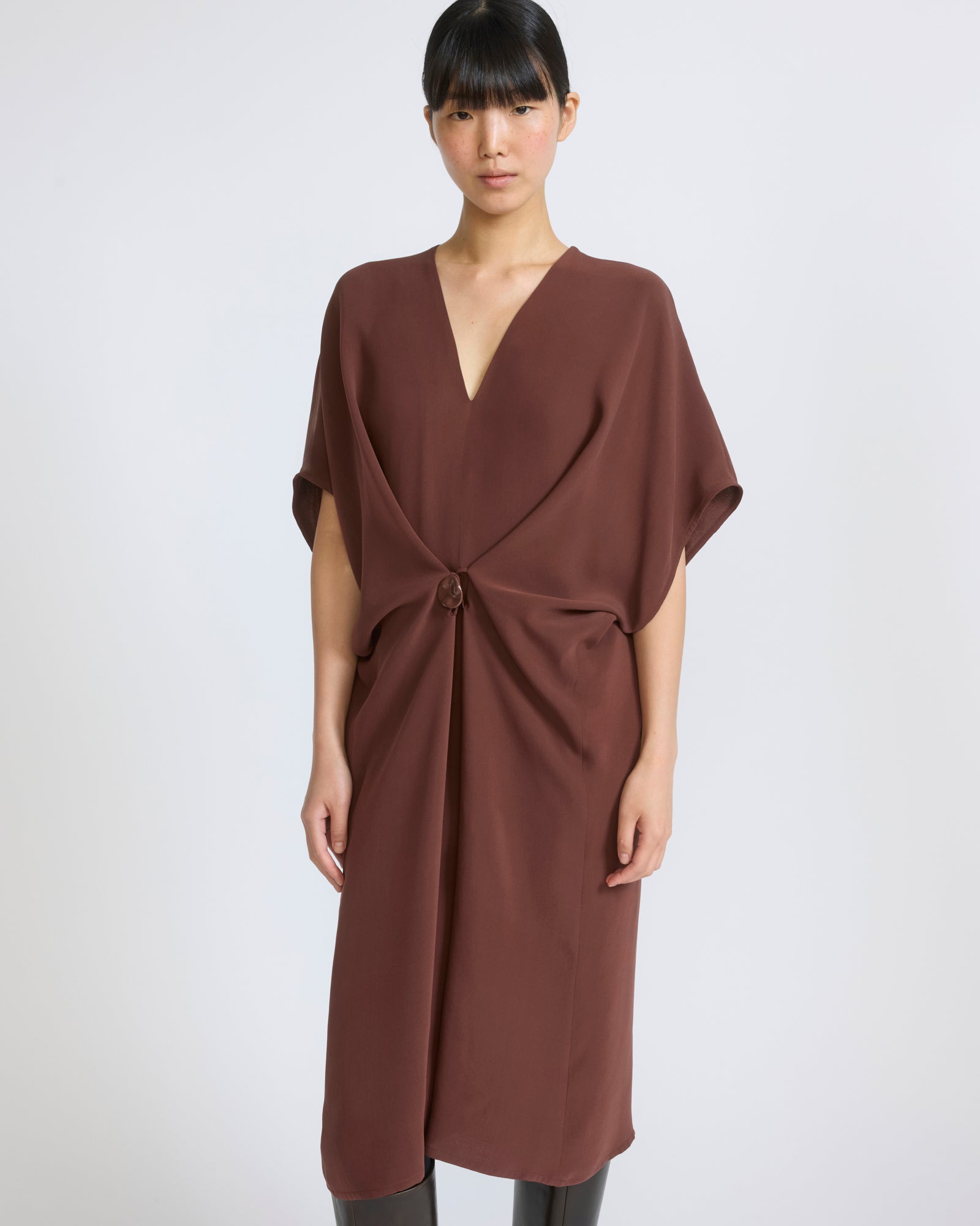 Robe drapée en crêpe de soie