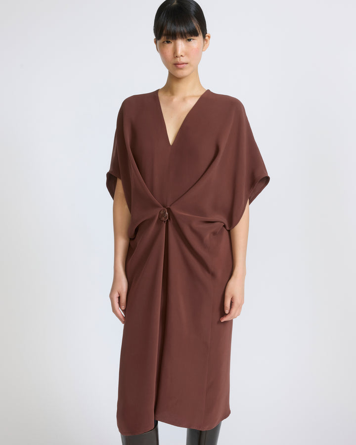 Robe drapée en crêpe de soie