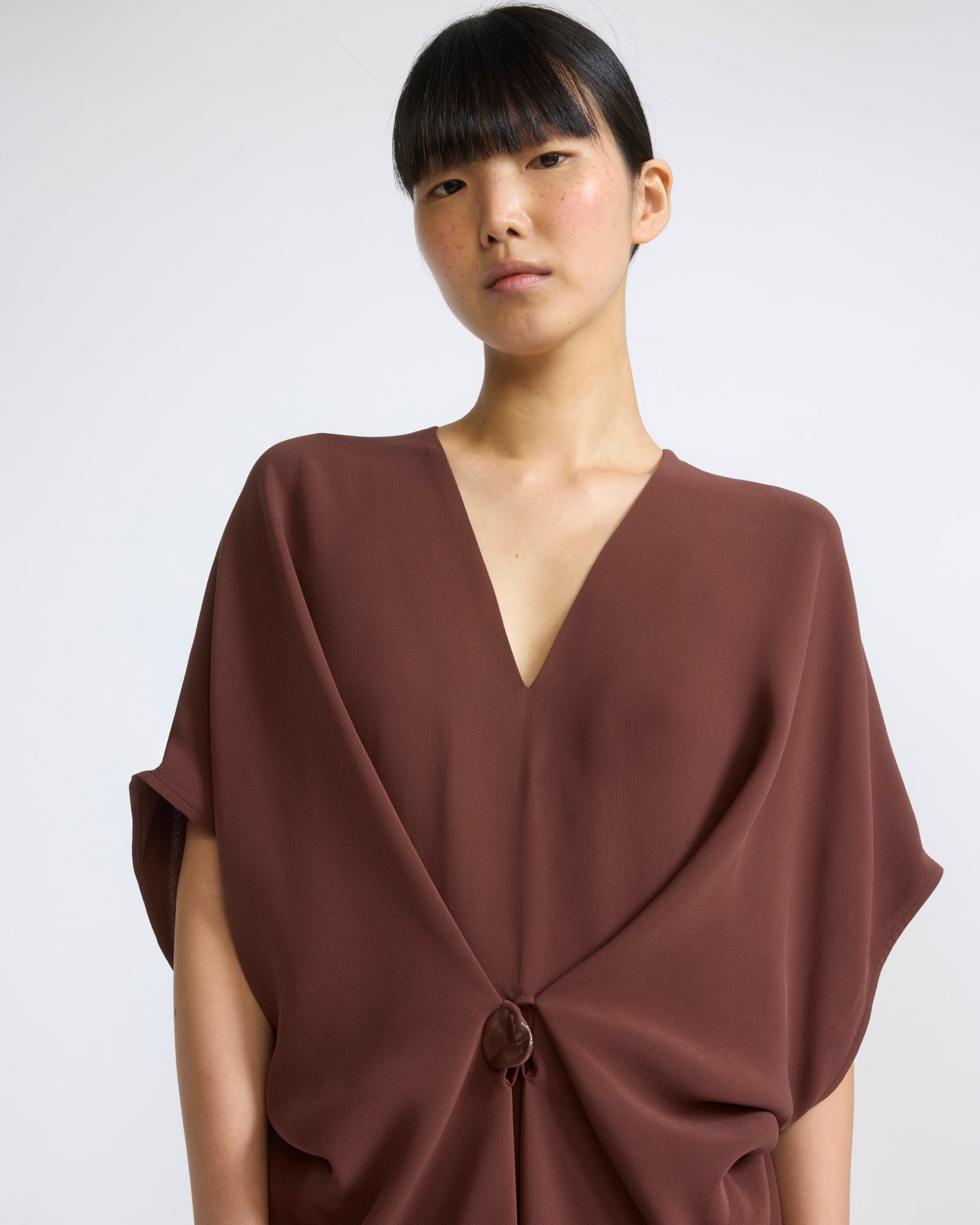 Robe drapée en crêpe de soie