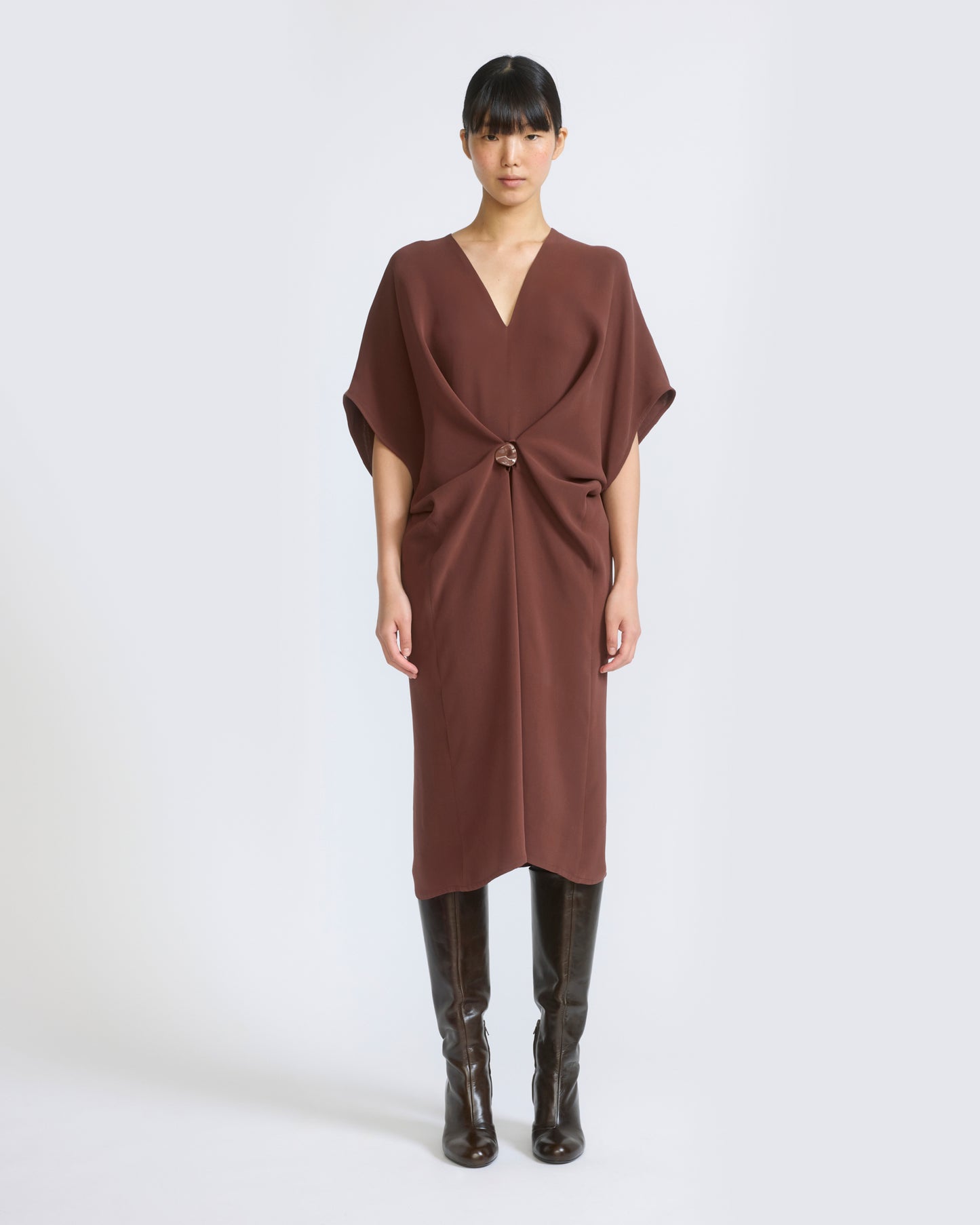 Robe drapée en crêpe de soie