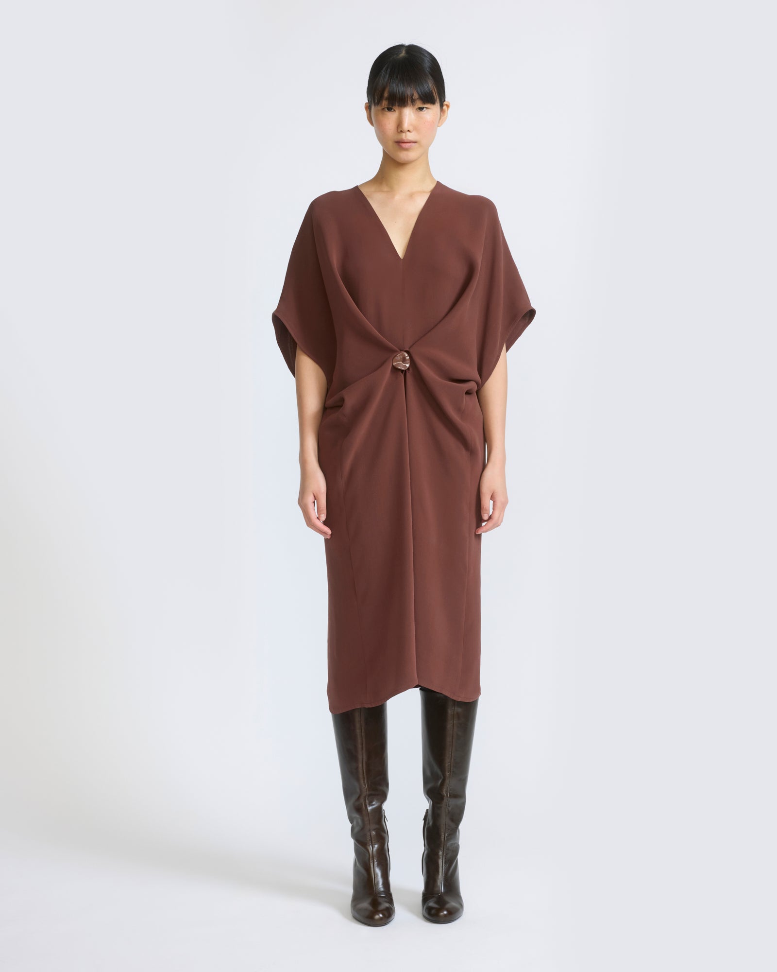 Robe drapée en crêpe de soie