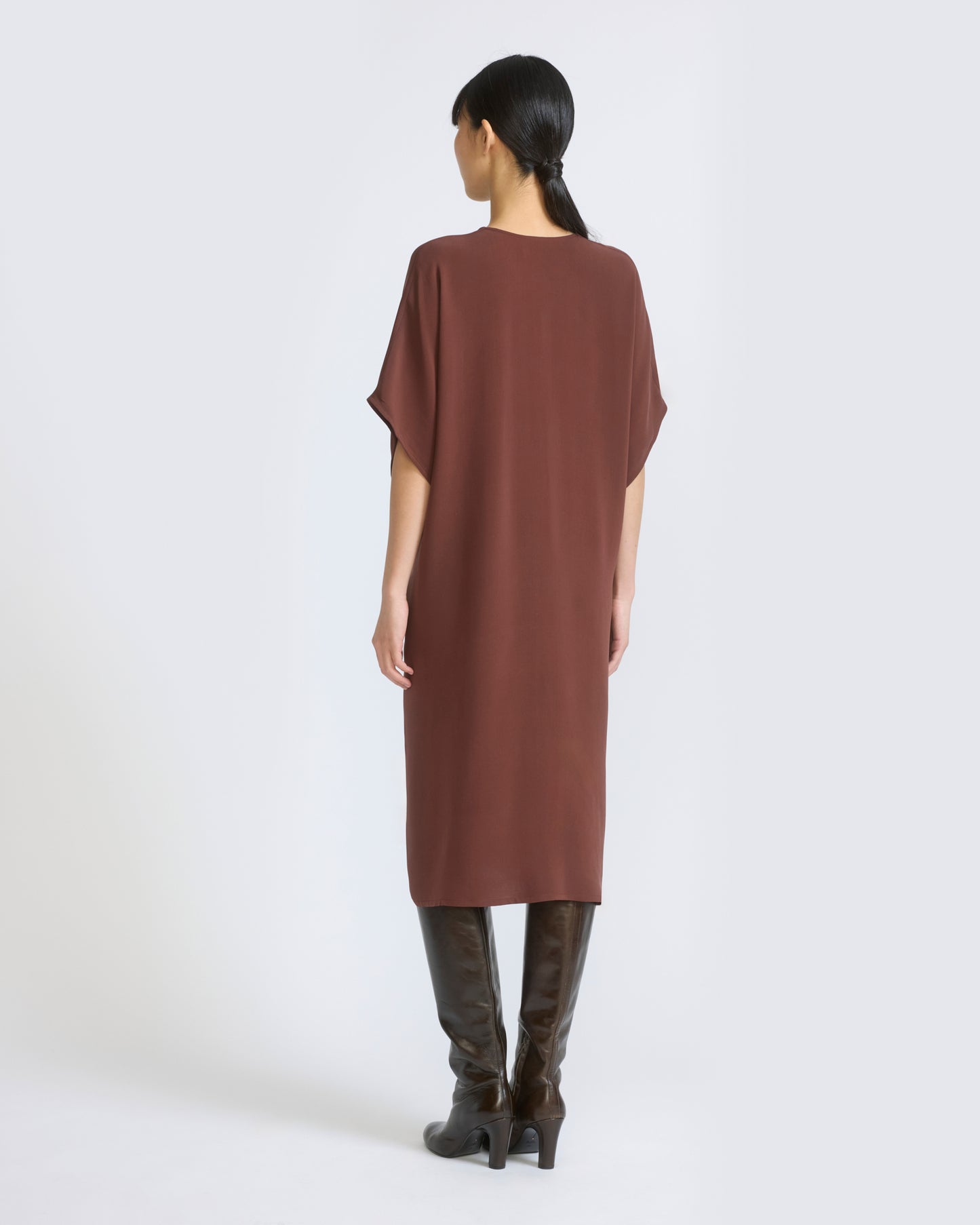 Robe drapée en crêpe de soie