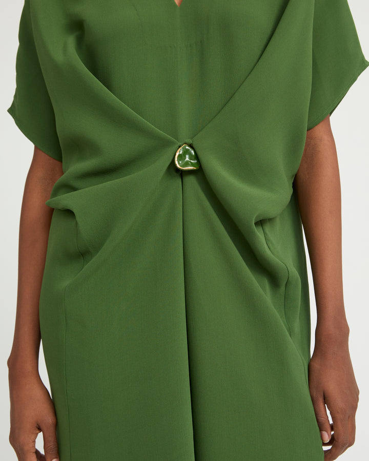 Draped dress in silk crepe