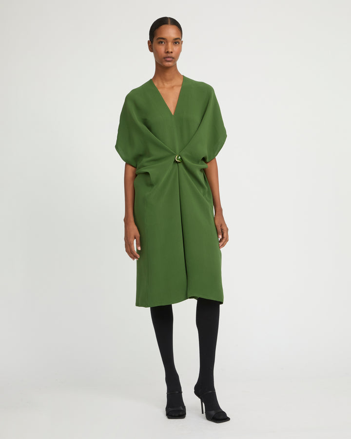 Draped dress in silk crepe