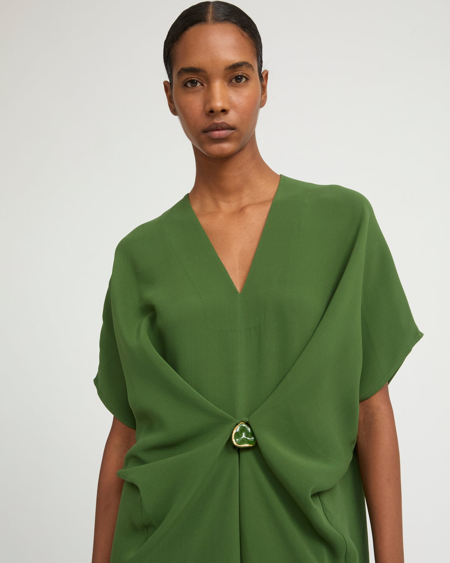 Robe drapée en crêpe de soie -Yves Salomon