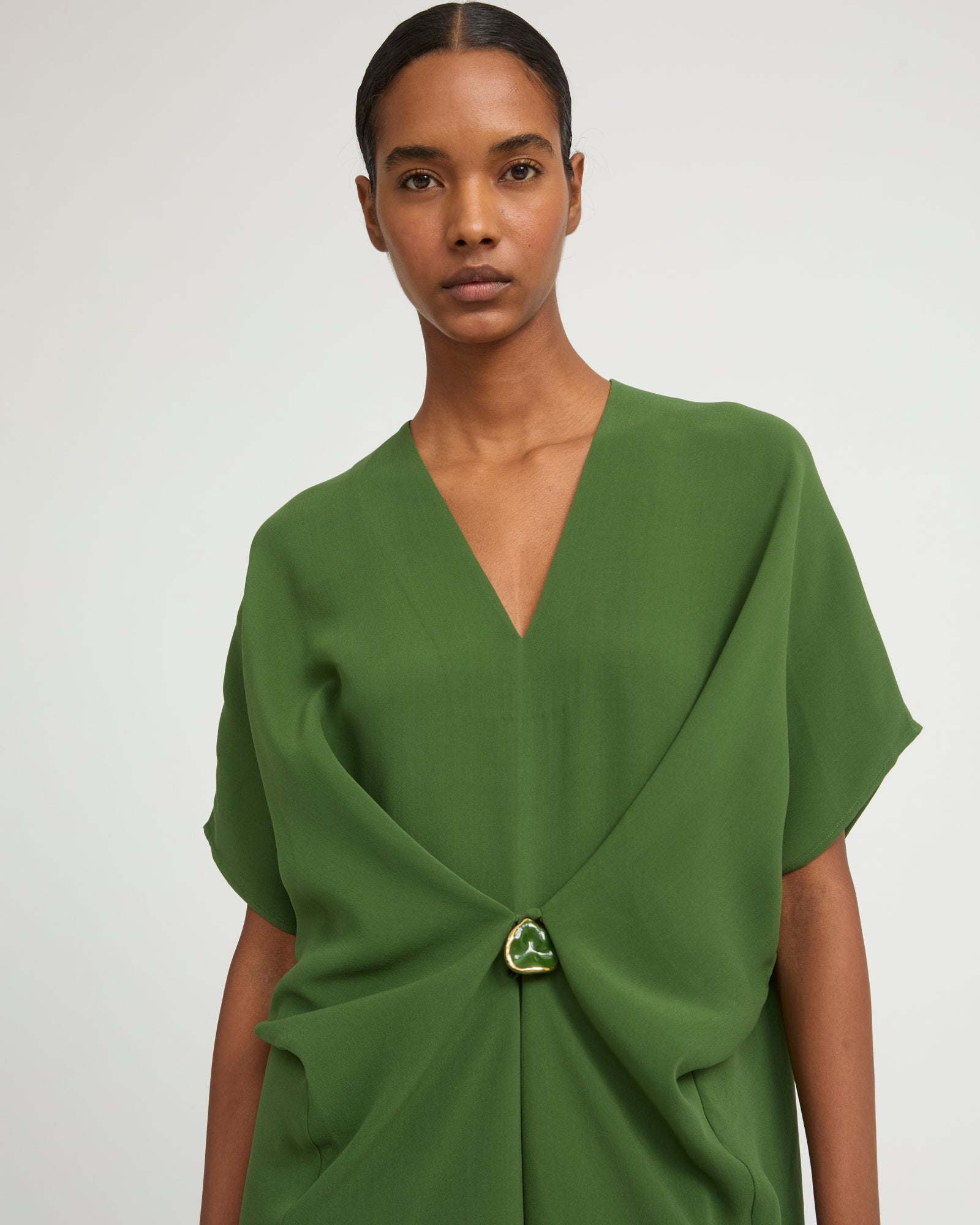 Robe drapée en crêpe de soie -Yves Salomon