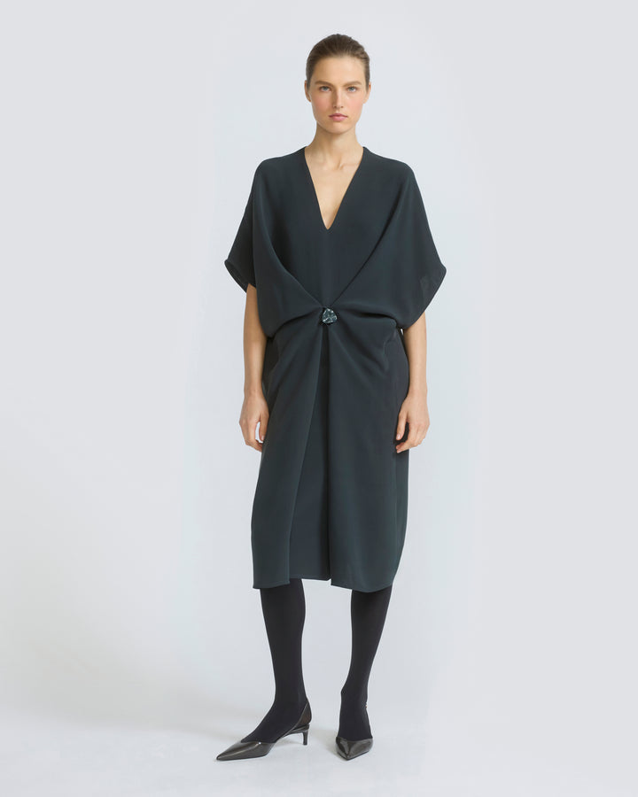 Robe drapée en crêpe de soie