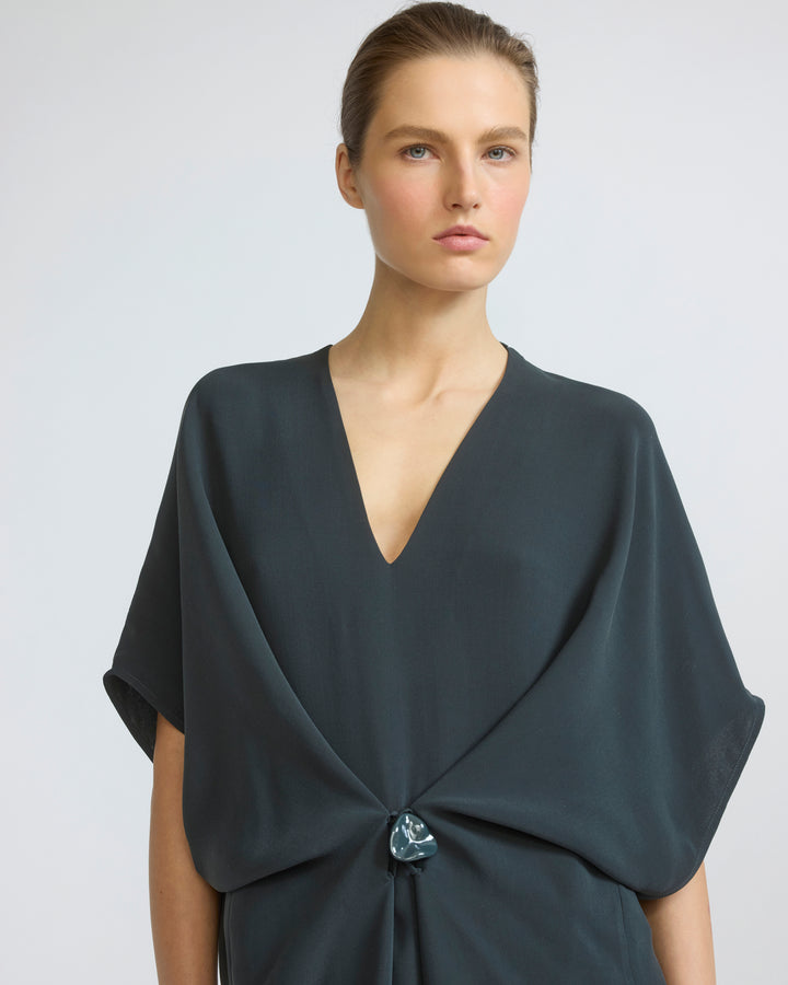 Robe drapée en crêpe de soie