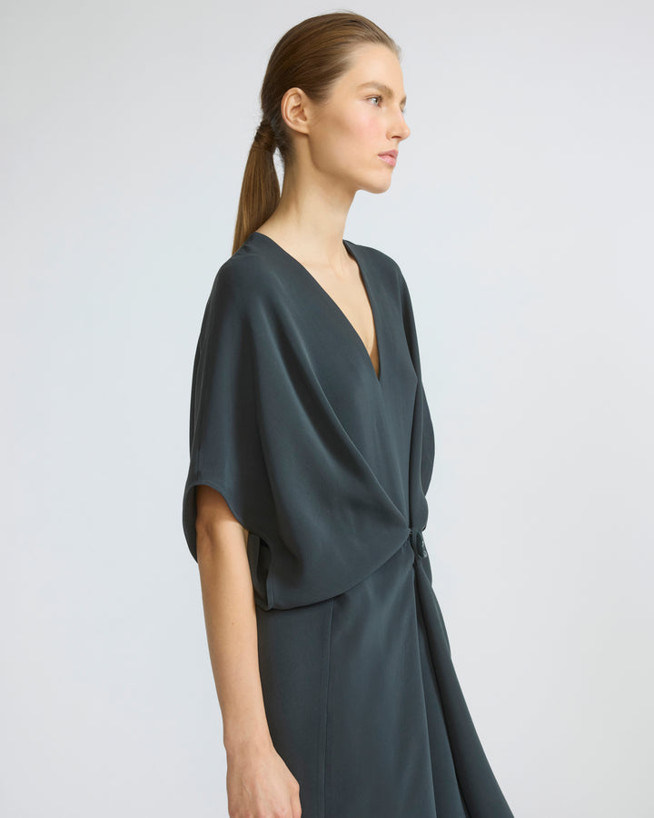 Robe drapée en crêpe de soie