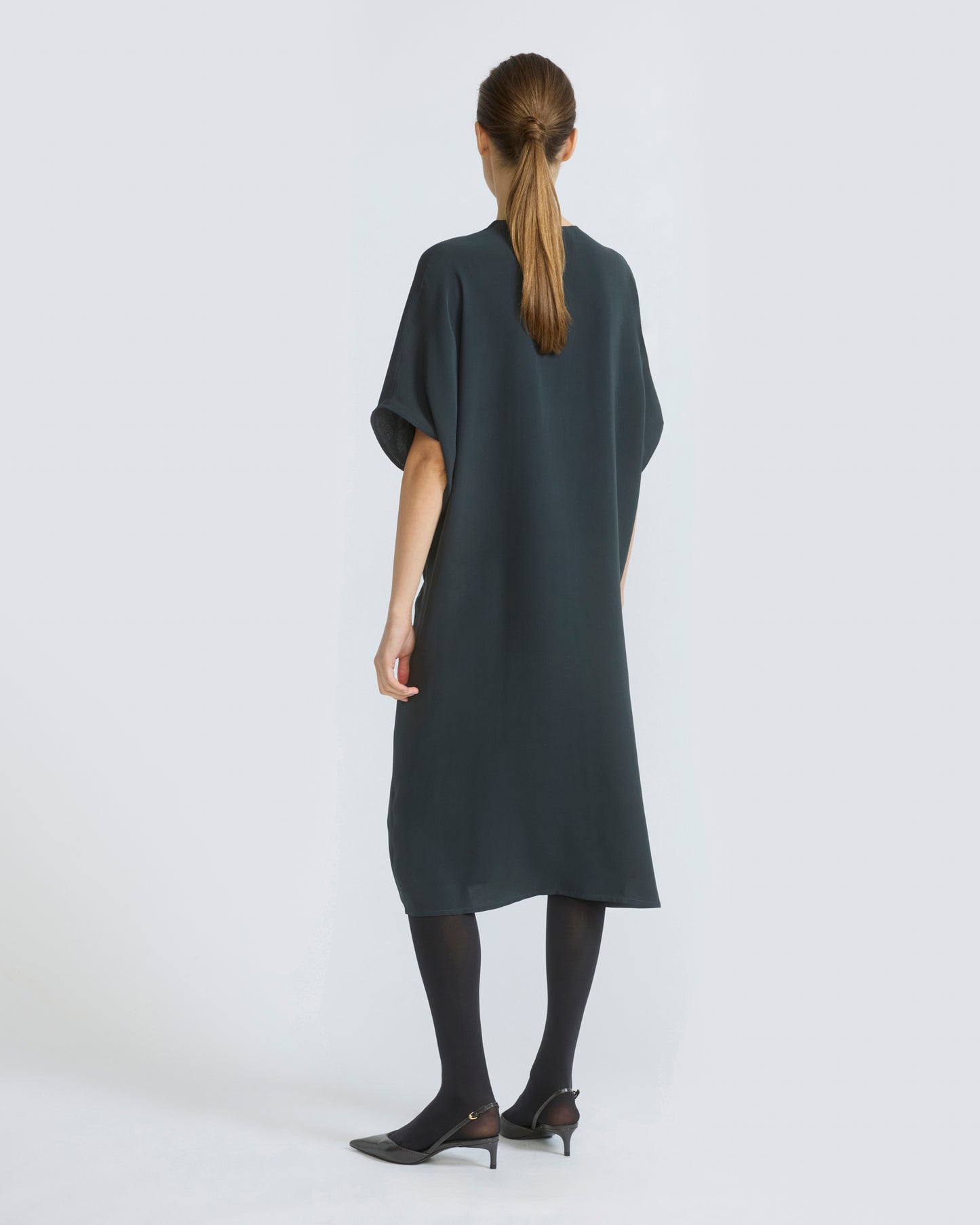 Draped dress in silk crepe