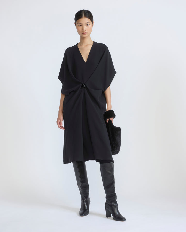 Robe drapée en crêpe de soie