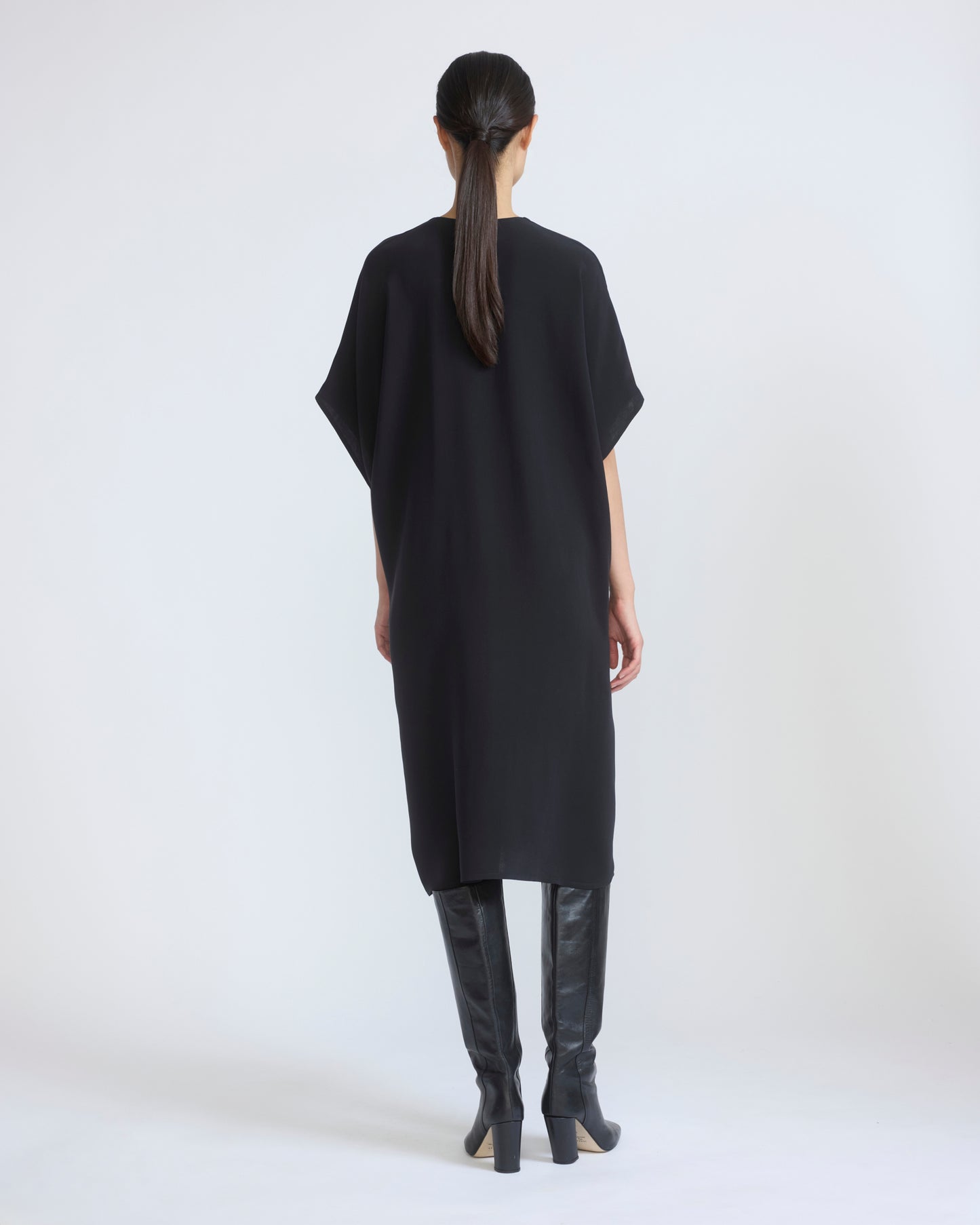 Draped dress in silk crepe
