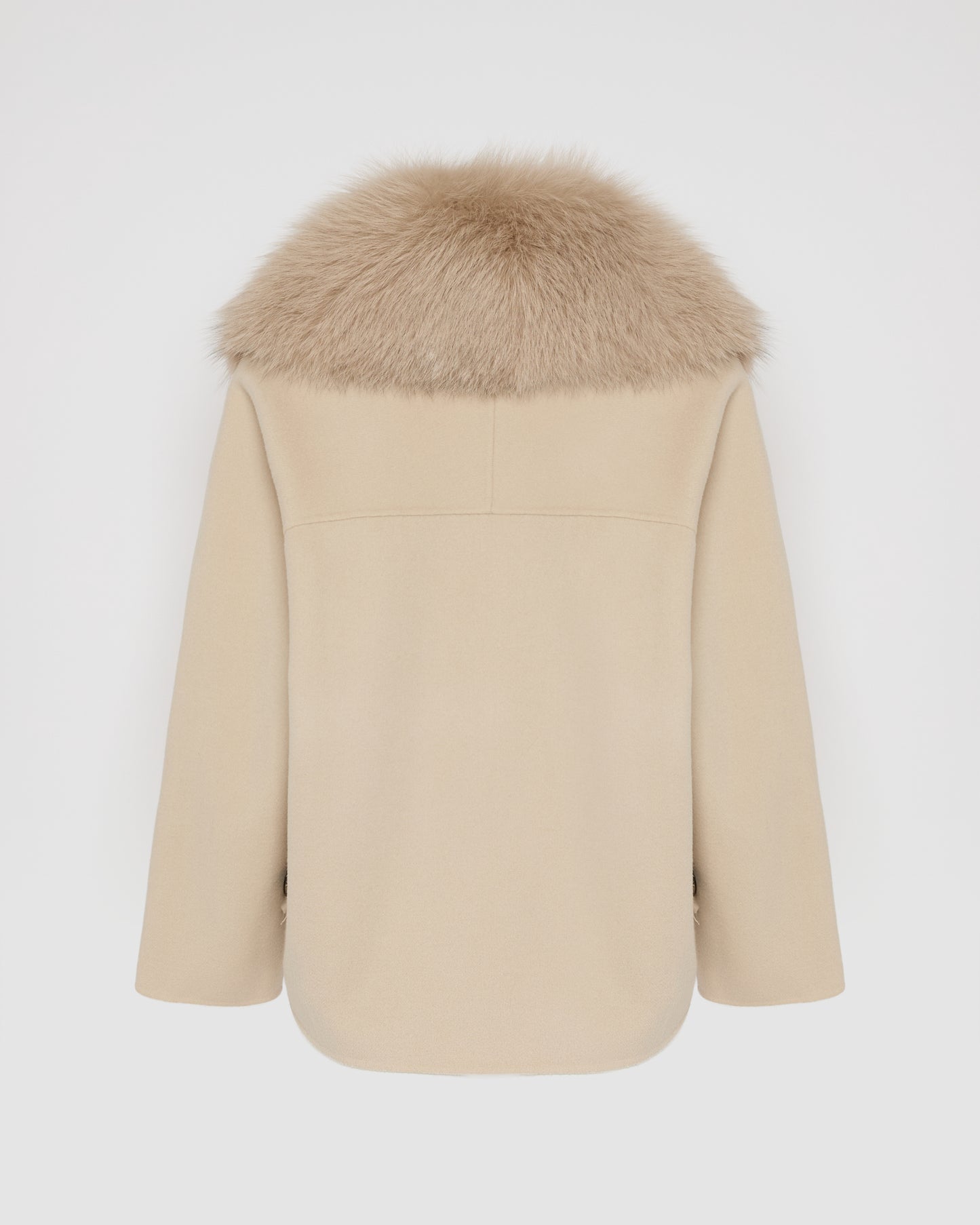 Cashmere-blend pea jacket with removable fox fur collar