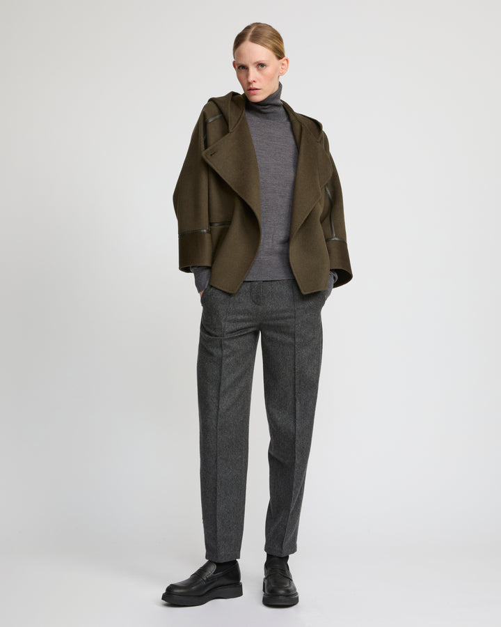 Double-sided cashmere-blend hooded jacket