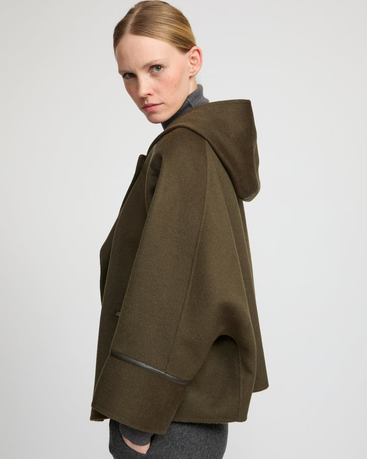 Double-sided cashmere-blend hooded jacket