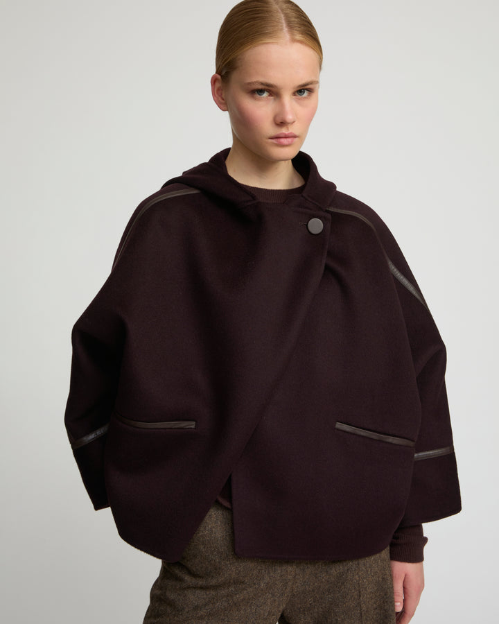 Double-sided cashmere-blend hooded jacket