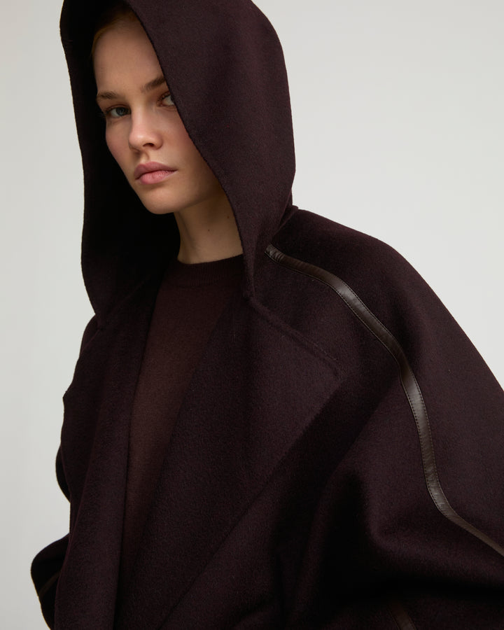 Double-sided cashmere-blend hooded jacket