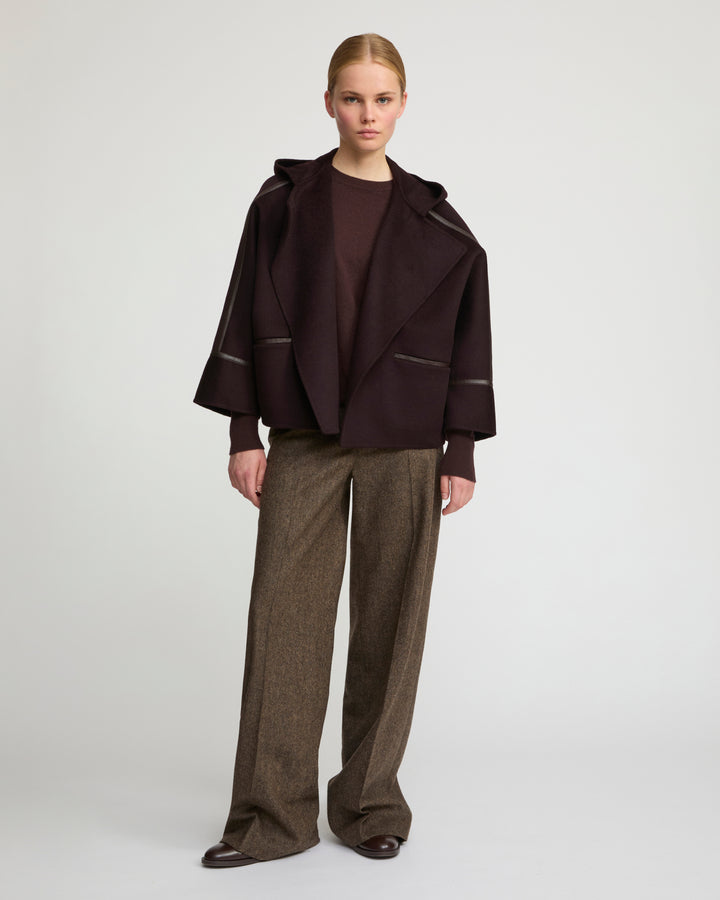 Double-sided cashmere-blend hooded jacket