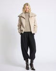 Cashmere-blend cropped blouson with removable mink fur collar