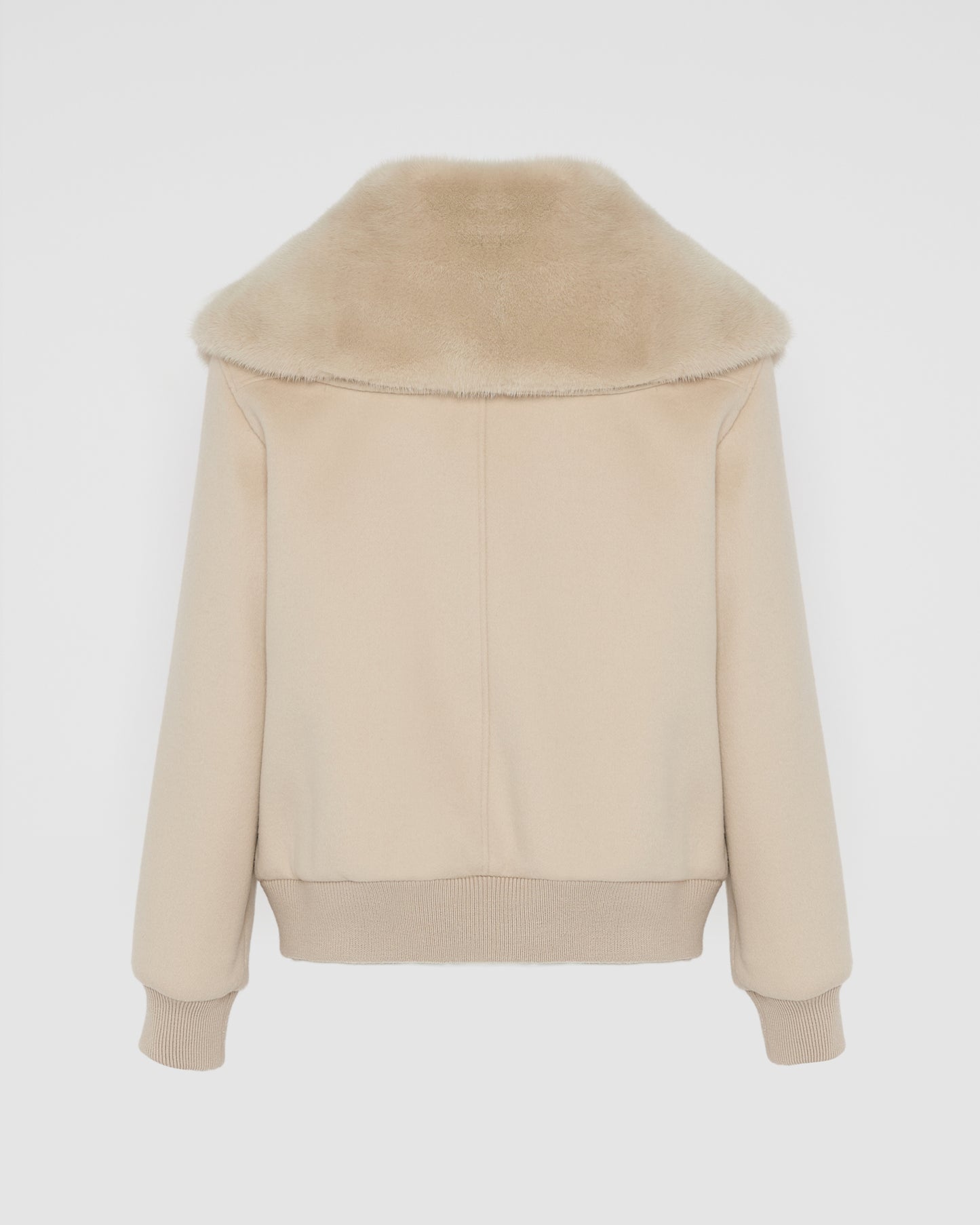 Cashmere-blend cropped blouson with removable mink fur collar