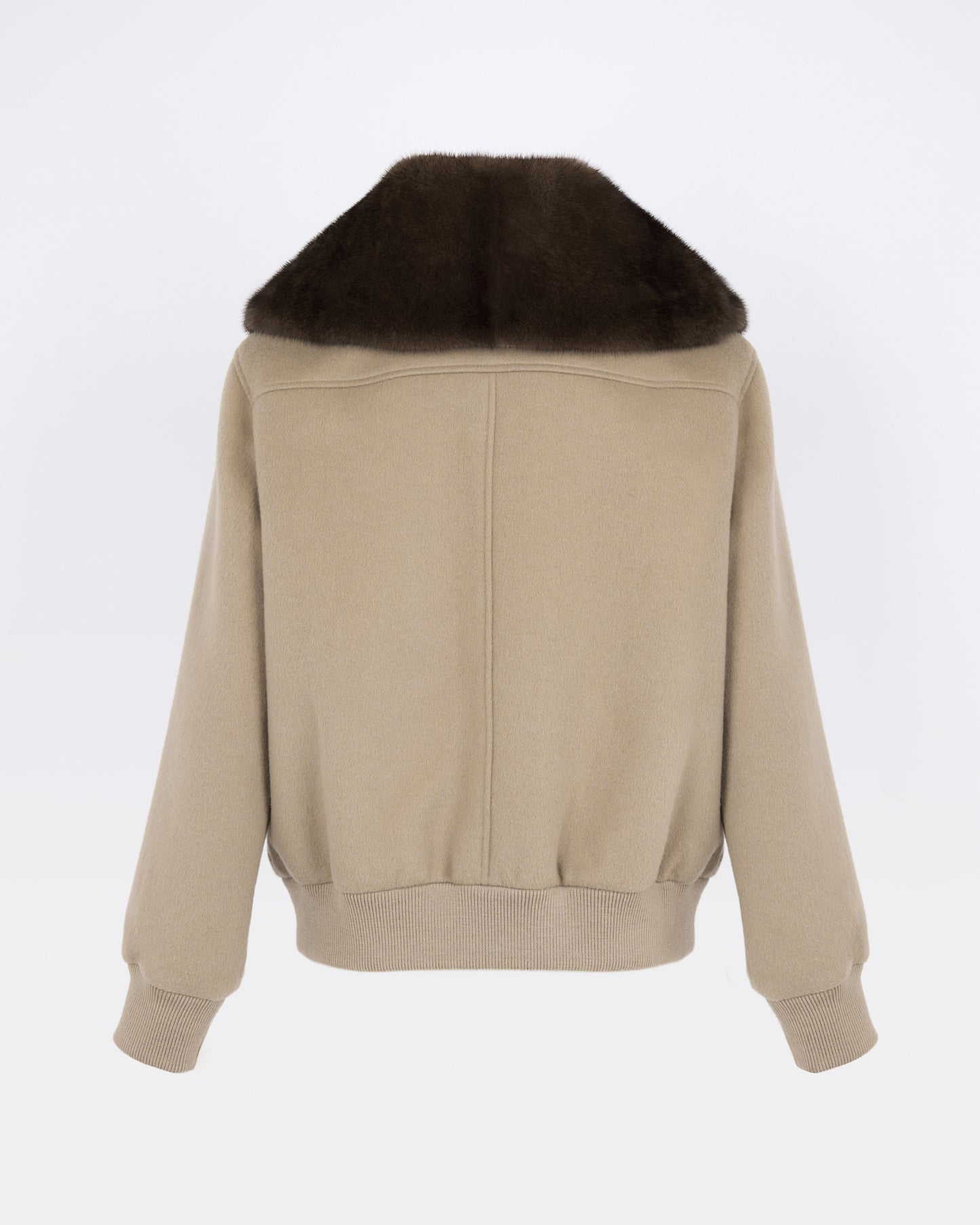 Blouson court en lainage cachemire et col amovible en fourrure de vison - Yves Salomon - Nouvelle collection Automne Hiver