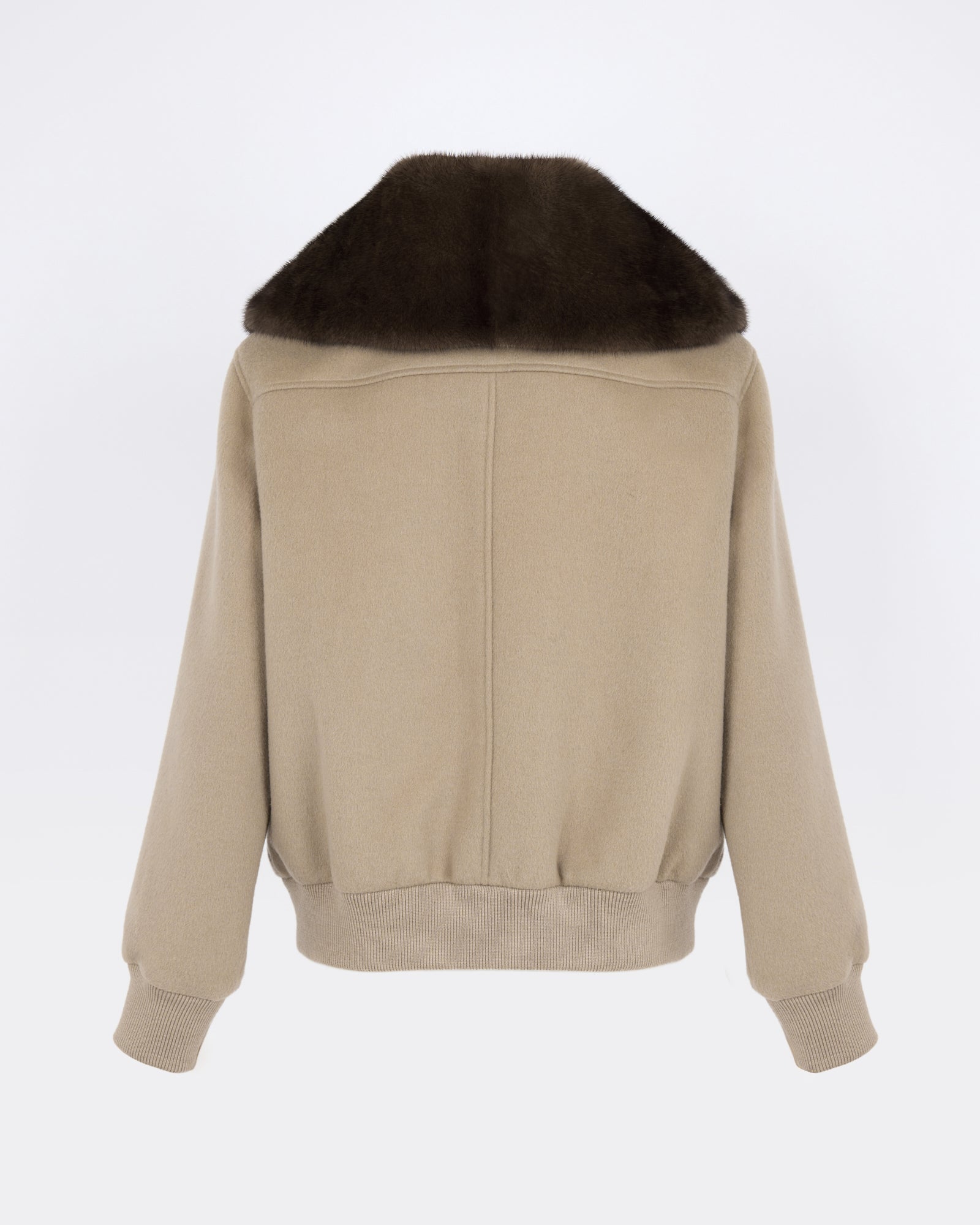 Blouson court en lainage cachemire et col amovible en fourrure de vison - Yves Salomon - Nouvelle collection Automne Hiver