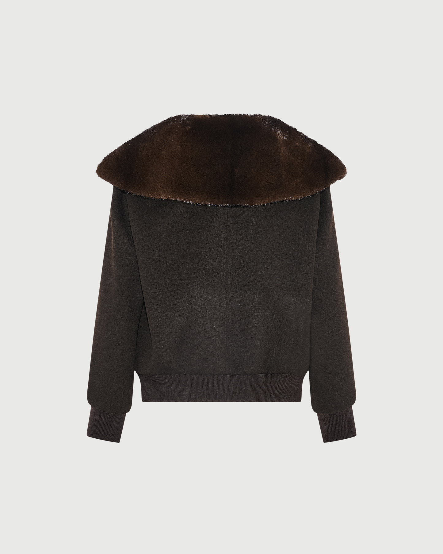 Blouson court en lainage cachemire et col amovible en fourrure de vison- Yves Salomon - Nouvelle collection Automne Hiver