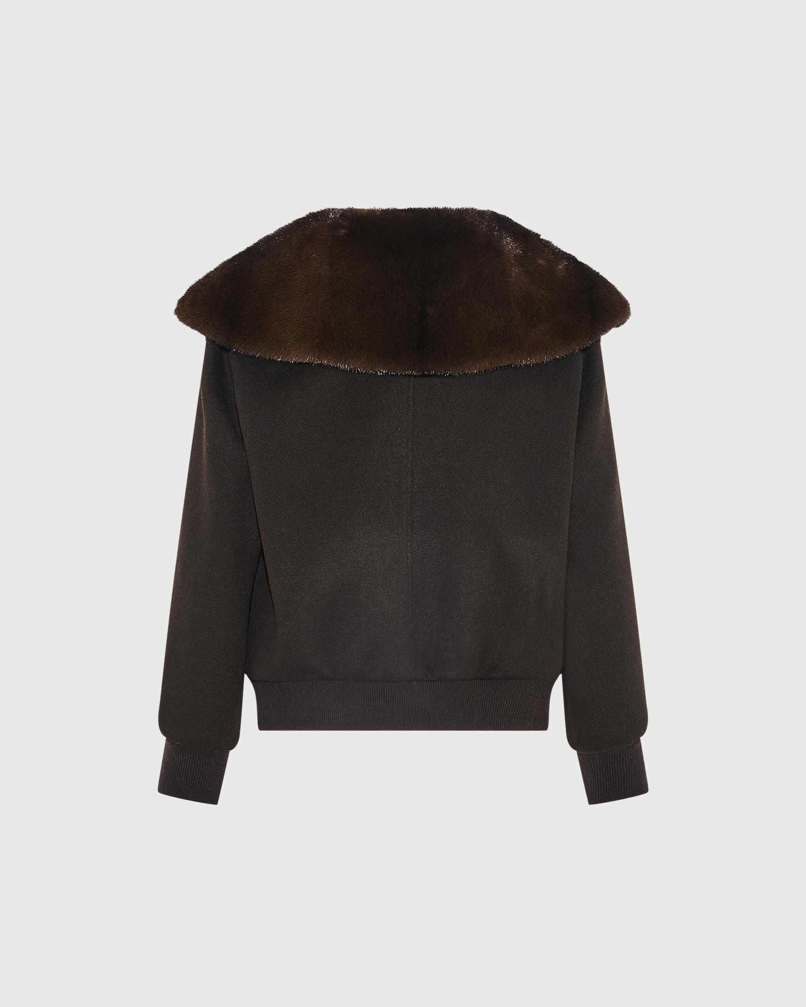 Blouson court en lainage cachemire et col amovible en fourrure de vison- Yves Salomon - Nouvelle collection Automne Hiver
