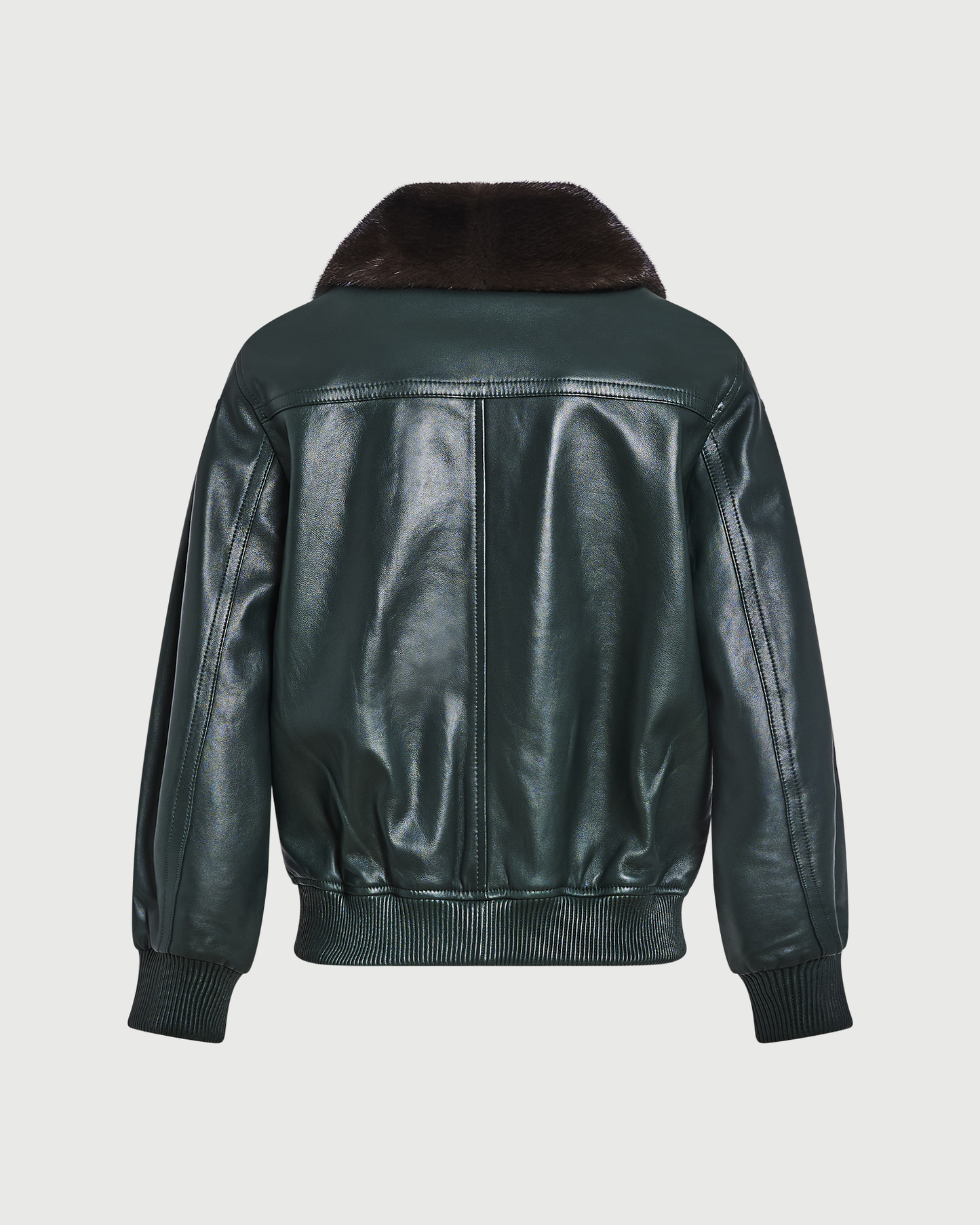 Veste bomber en cuir d'agneau avec col amovible en fourrure de vison- Yves Salomon - Nouvelle collection Automne Hiver