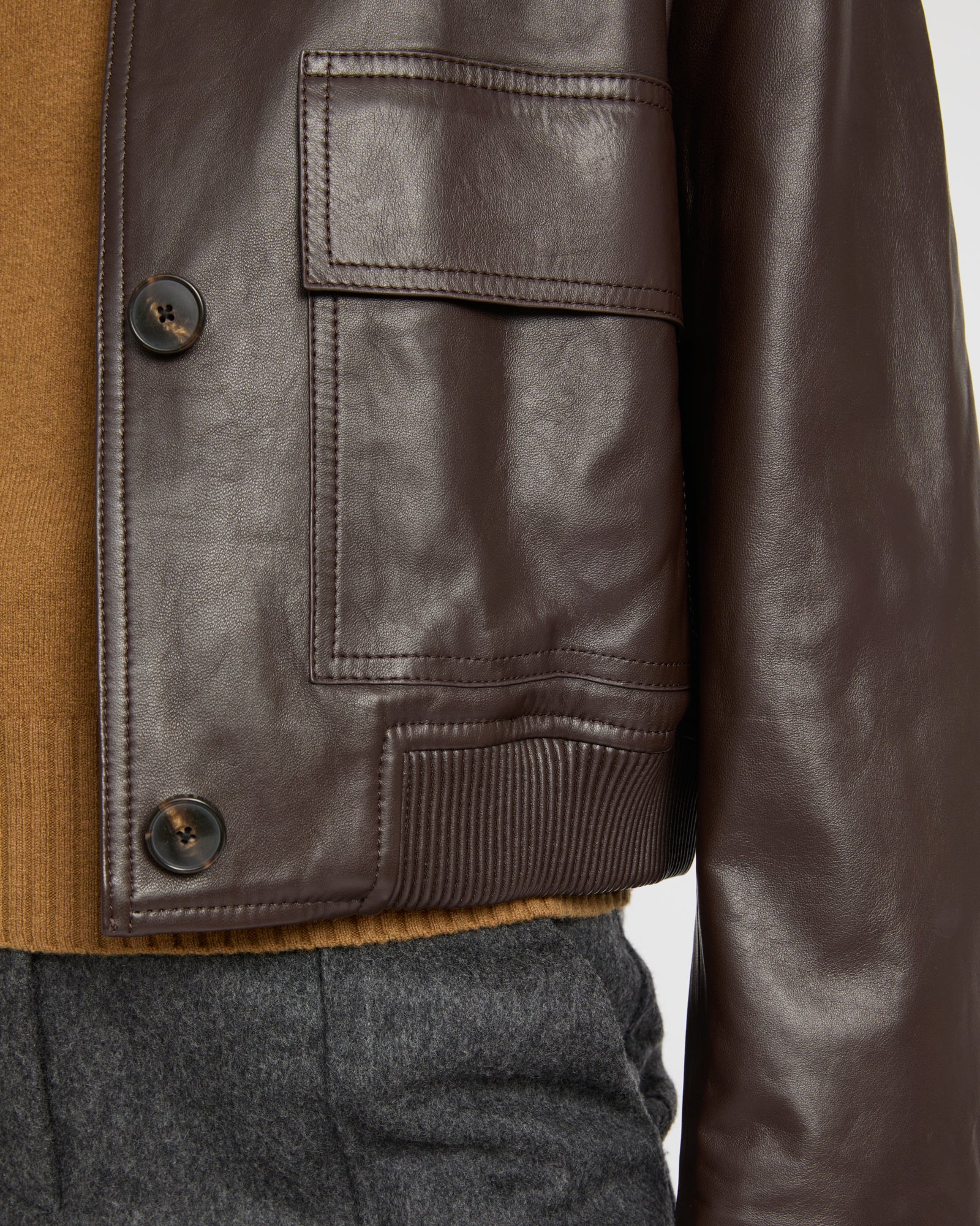 Lamb leather jacket - Brown - Yves Salomon