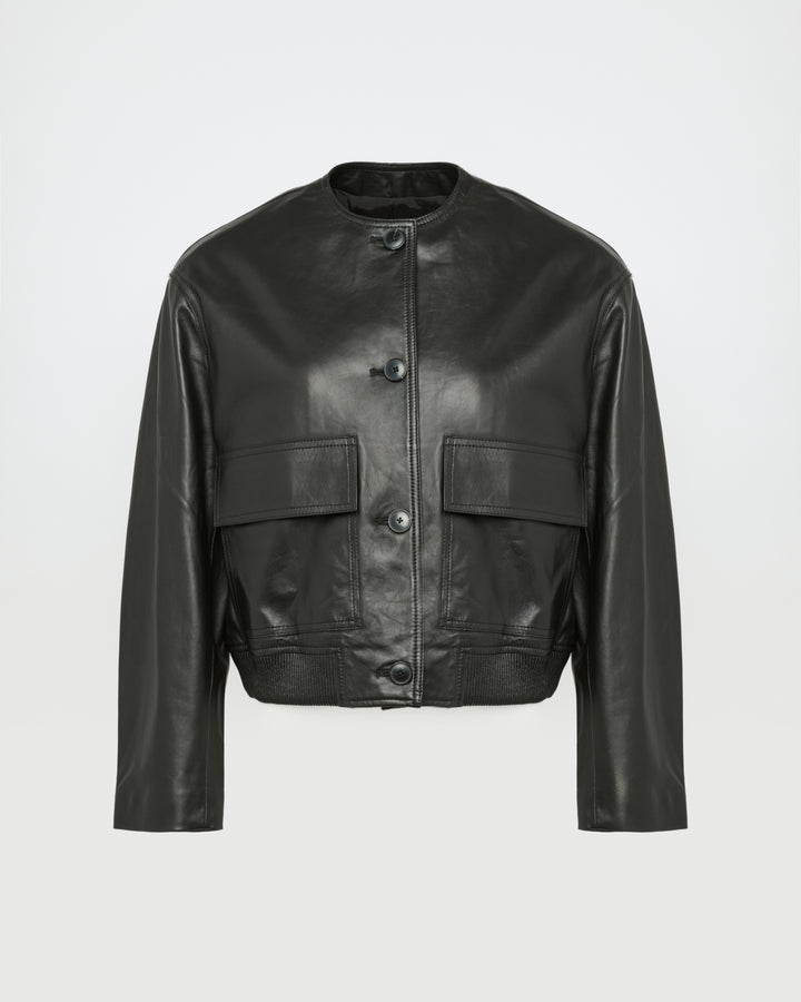 Black Friday - Yves Salomon - Veste en cuir d'agneau - noir