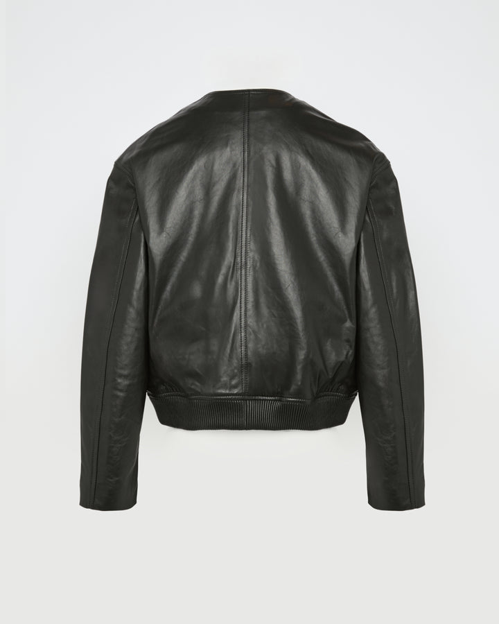 Black Friday - Yves Salomon - Veste en cuir d'agneau - noir - vue face