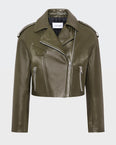 Short lambskin leather biker jacket