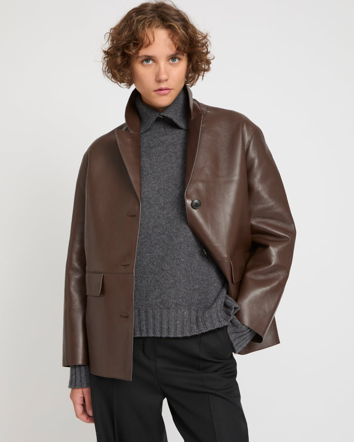 Woollen bonded leather jacket