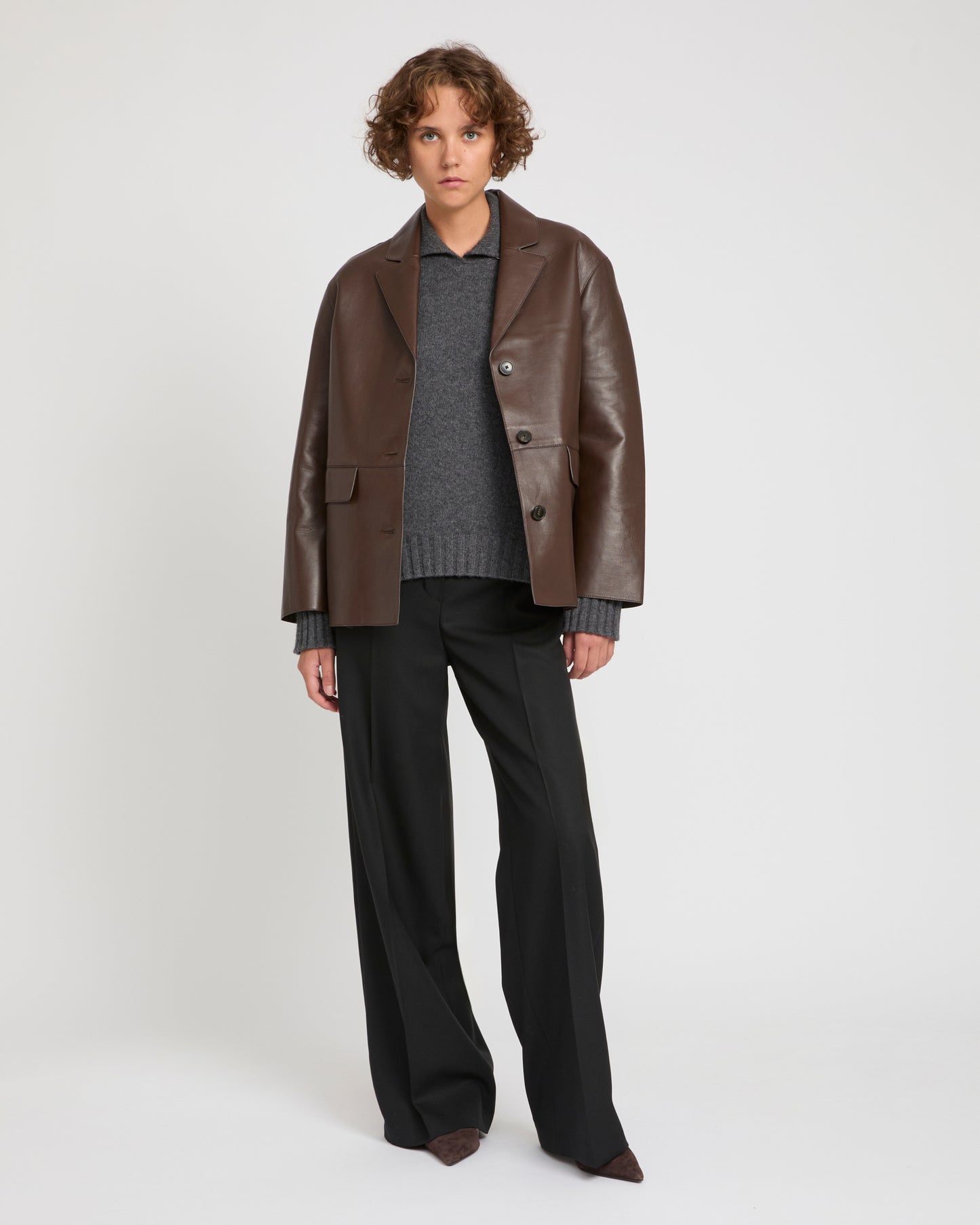 Woollen bonded leather jacket